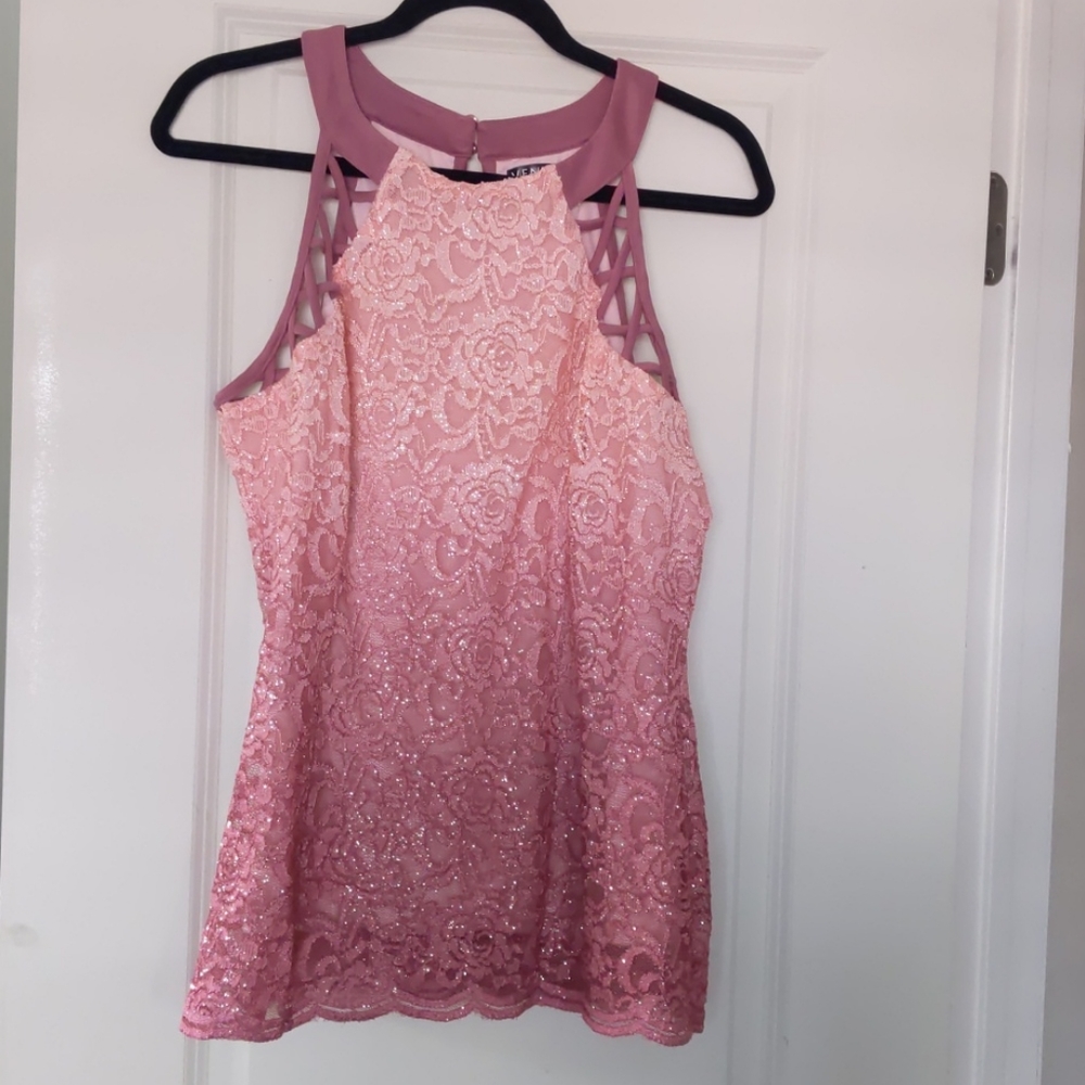 Venus Pink Lace Sleeveless Top